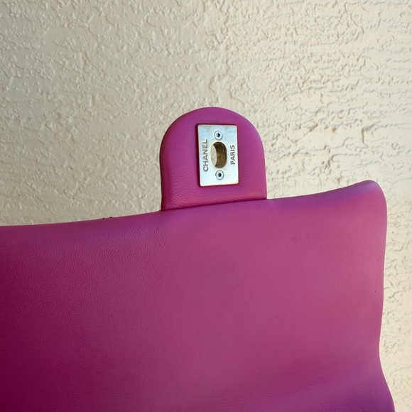 CHANEL Elegant Chain Single Flap Pink Leather Lambskin Shoulder Bag - Picture 7 of 11